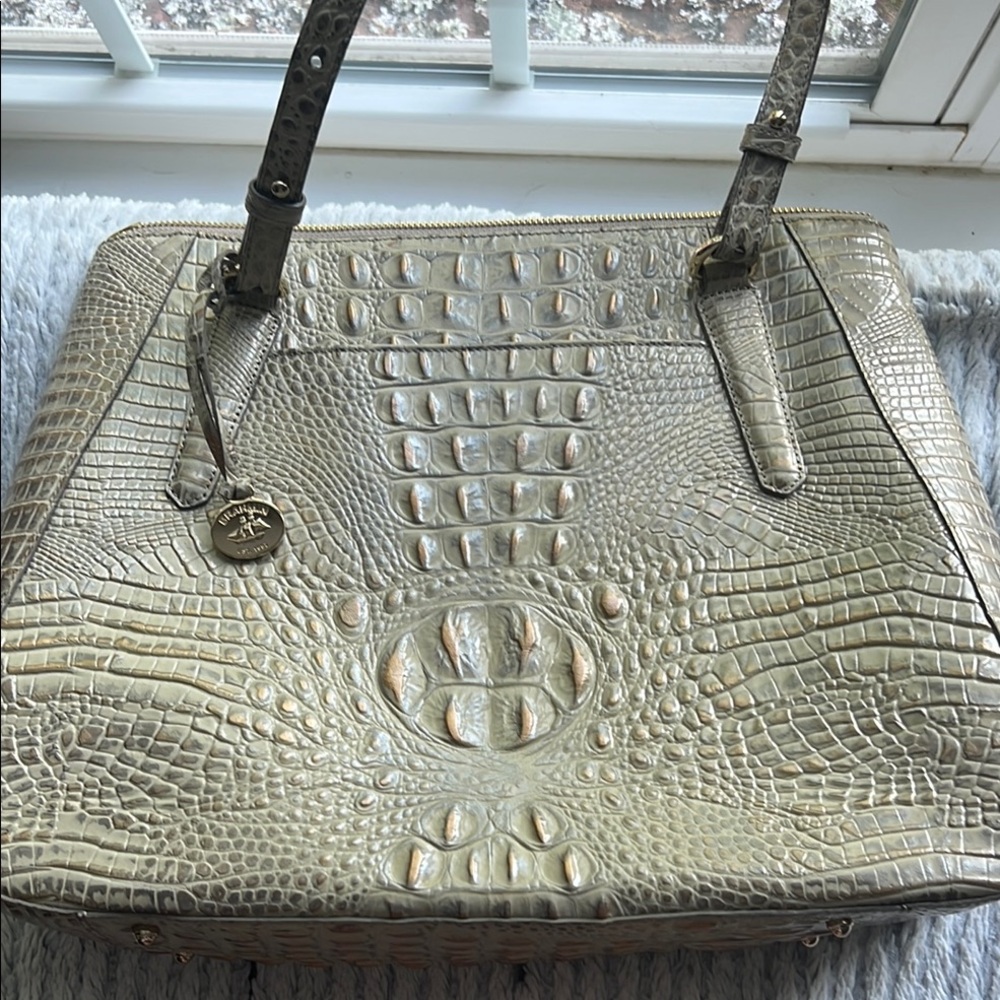 Brahmin Melbourne, Tan Crocodile Embossed Leather Shoulder Bag